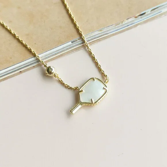 Kendra Scott Pickleball Necklace Ivory Mother-of-Pearl Gold - Picture 2 of 4